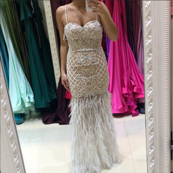 Terani Couture Beaded Feather Gown - Picture 3 of 5